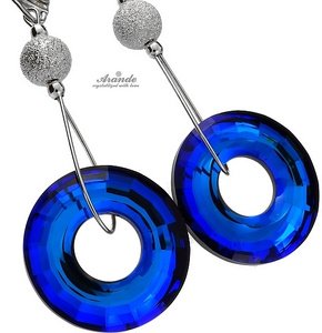 CRYSTALS BEAUTIFUL EARRINGS DIAMOND BLUE STERLING SILVER 925