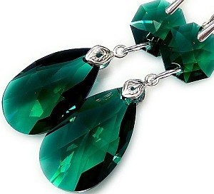 Nowe! Kryształy Piękny Komplet Emerald Jolie