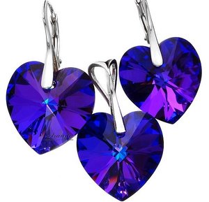 CRYSTALS BEAUTIFUL EARRINGS PENDANT HELIO HEART STERLING SILVER 925
