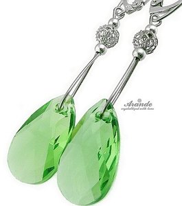 Kryształy piękne zielone kolczyki SREBRO