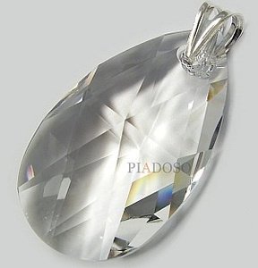 CRYSTALS LARGE CRYSTAL PENDANT 50 MM STERLING SILVER HANDMADE CERTIFICATE