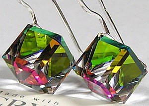 Kryształy piękne kolczyki VITRAIL CUBE