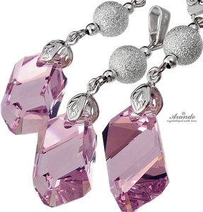 CRYSTALS UNIQUE EARRINGS PENDANT AMETHYST DIAMOND STERLING SILVER 925