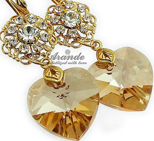 Nowe Kryształy Piękne Kolczyki Gold Heart Feel