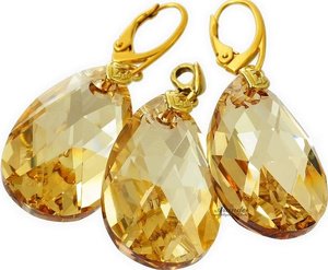NOWE Kryształy ekskluzywny komplet GOLDEN ZŁOTE SREBRO