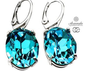 CRYSTALS BEAUTIFUL EARRINGS TURQUOISE STERLING SILVER