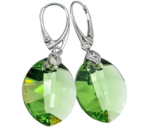 Kryształy Piękne Zielone Kolczyki Pure Leaf Peridot Srebro