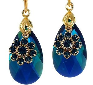 Kryształy Piękne Kolczyki Emerald Flow Gold
