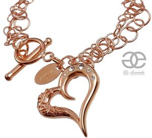 CRYSTALS BRACELET ROSE GOLD HEART STERLING SILVER