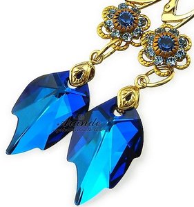 Nowe Kryształy Piękne Kolczyki Blue Feel Gold