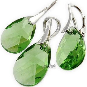 CRYSTALS EARRINGS PENDANT PERIDOT STERLING SILVER