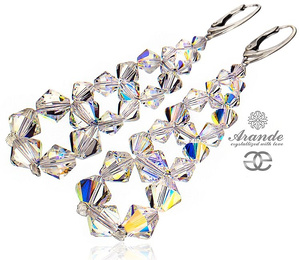 Kryształy Kolczyki Aurora Crystal Srebro Ślub