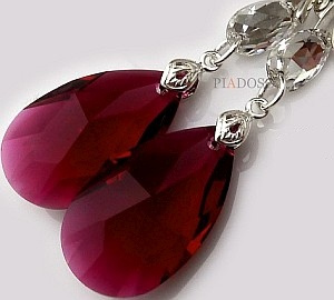 EARRINGS CRYSTALS CRYSTALS *BORDEAUX GLOSS* STERLING SILVER CERTIFICATE