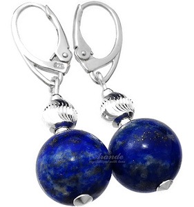 Lapis Lazuli Piękne Naturalne Kolczyki Srebro 925