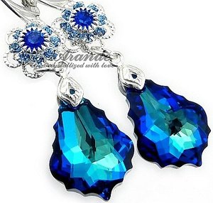 Nowe Kryształy Piękne Kolczyki Blue Baroque Feel