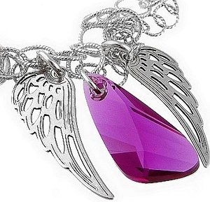 NEW! CRYSTALS CRYSTALS *FUCHSIA WING* BRACELET STERLING SILVER 925 CERTIFICATE