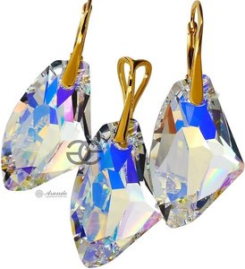NEW EARRINGS+PENDANT CRYSTALS CRYSTALS *GALACTIC AURORA* 24K GP SILVER