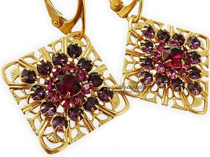 Kryształy Unikat Kolczyki Ruby Gold Certyfikat