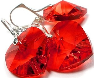 Kryształy Piękne Kolczyki Wisiorek Red Crystal