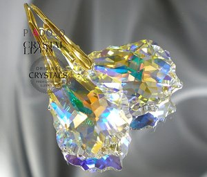 Kryształy piękne kolczyki ZŁOTE SREBRO 22AB