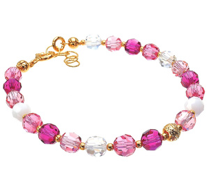 Kryształy Przepiękna Bransoletka Crystals Rose Summer Złote Srebro