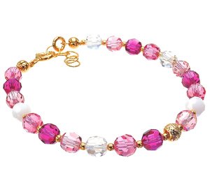 Kryształy Przepiękna Bransoletka Crystals Rose Summer Złote Srebro