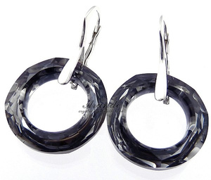 Kryształy Piękne Kolczyki  Silver Night Ring Srebro 925