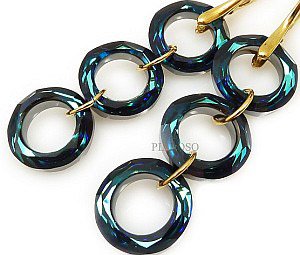 Kryształy piękny komplet BLUE RINGS ZŁOTE SREBRO