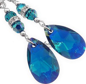 Kryształy Ozdobne Kolczyki Blue Zircon Srebro