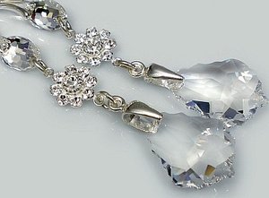 Kryształy Piękne Długie Kolczyki+Wisiorek Crystal