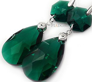 Nowe! Kryształy Piękne Kolczyki Emerald Jolie
