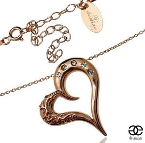 CRYSTALS NECKLACE HEART ROSE GOLD SILVER 925