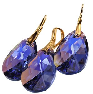 Kryształy Kolczyki Wisiorek Tanzanite Aurora Złote Srebro