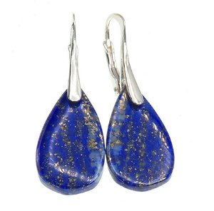 Naturalny Lapis Lazuli Wyjątkowe Kolczyki Srebro Unikat