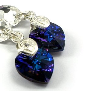 CRYSTALS CRYSTALS HELIO HEART BEAUTIFUL EARRINGS STERLING SILVER HANDMADE