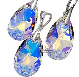 CRYSTALS BEAUTIFUL EARRINGS PENDANT AURORA STERLING SILVER 925