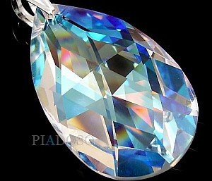 CRYSTALS LARGE PENDANT BLUE AURORA 50 MM STERLING SILVER 925