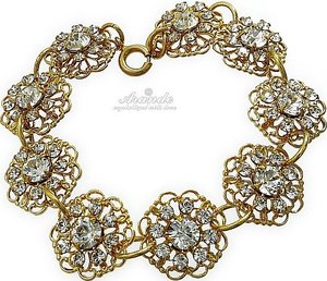 CRYSTALS UNIQUE BRACELET CRYSTAL FLOW GOLD PLATED STERLING SILVER