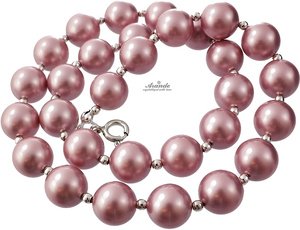 CRYSTALS BEAUTIFUL NECKLACE POWDER ROSE PEARL STERLING SILVER 925