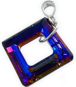 CRYSTALS BEAUTIFUL LARGE PENDANT VOLCANO SQUARE STERLING SILVER