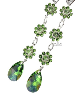 NEW CRYSTALS CRYSTALS *GREEN FEEL LONG* EARRINGS STERLING SILVER CERTIFICATE
