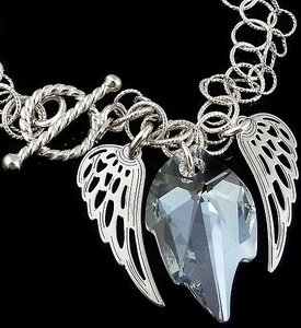 NEW! CRYSTALS CRYSTALS *ANGEL WING* BRACELET STERLING SILVER 925 CERTIFICATE