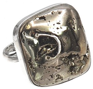 PYRITE BEAUTIFUL RING STERLING SILVER SIZE 10-20 (1) (1) (1) (1)