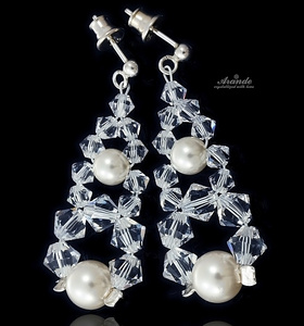 Kryształy Kolczyki Crystal Pearl Srebro Ślub