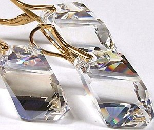 Kryształy komplet+łańcuszek ZŁOTE SREBRO MNL