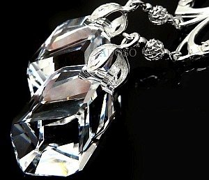 Kryształy Piękny Komplet Crystal Deco Srebro