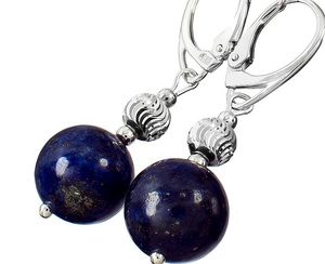 Lapis Lazuli Piękne Naturalne Kolczyki Srebro