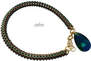 BRACELET CRYSTALS CRYSTALS *EMERALD GOLD CRYSTALLIZED* GOLD PLATED SILVER