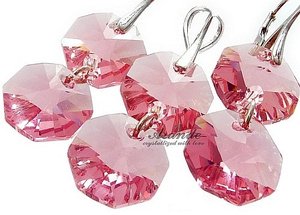 ROSE COLORS EARRINGS+PENDANT CRYSTALS CRYSTALS