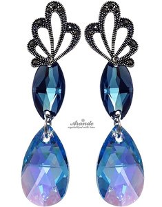 SWAROVSKI SPECIAL kolczyki AQUA NEON ADORE SREBRO